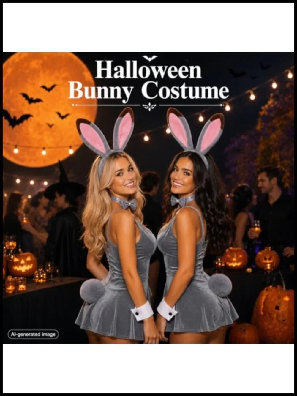 Bunny Ears Headband Costume Set for Adults Cosplay Halloween Accessories